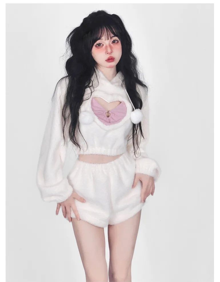 White Fuzzy Valentine Set