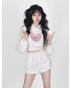 White Fuzzy Valentine Set