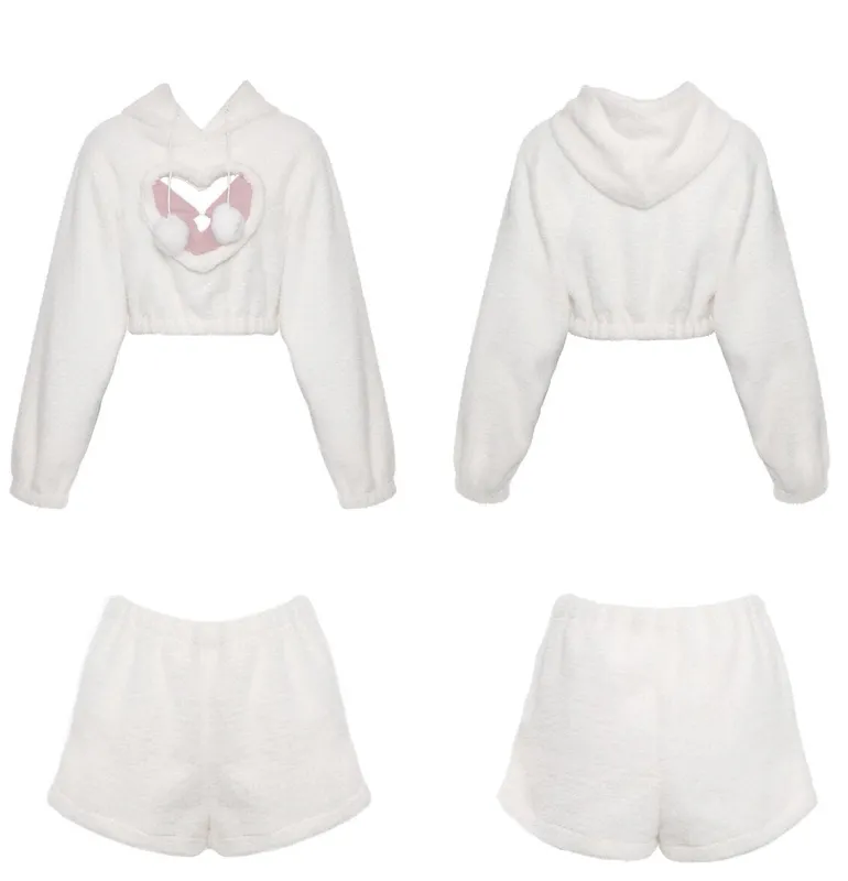 White Fuzzy Valentine Set