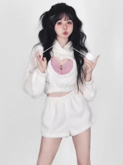 White Fuzzy Valentine Set