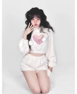 White Fuzzy Valentine Set