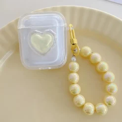 White Heart AirPods Case and Chain