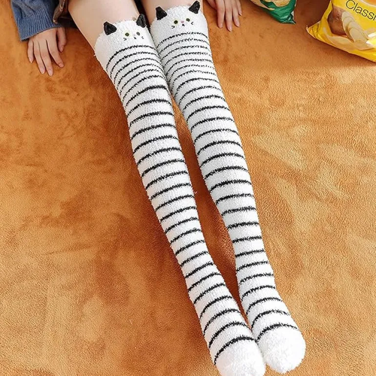 White Kitty Thigh Highs
