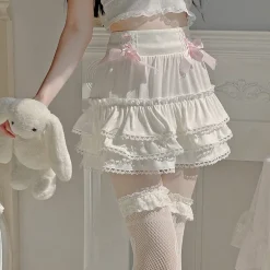 White Lace Ruffled Skirt