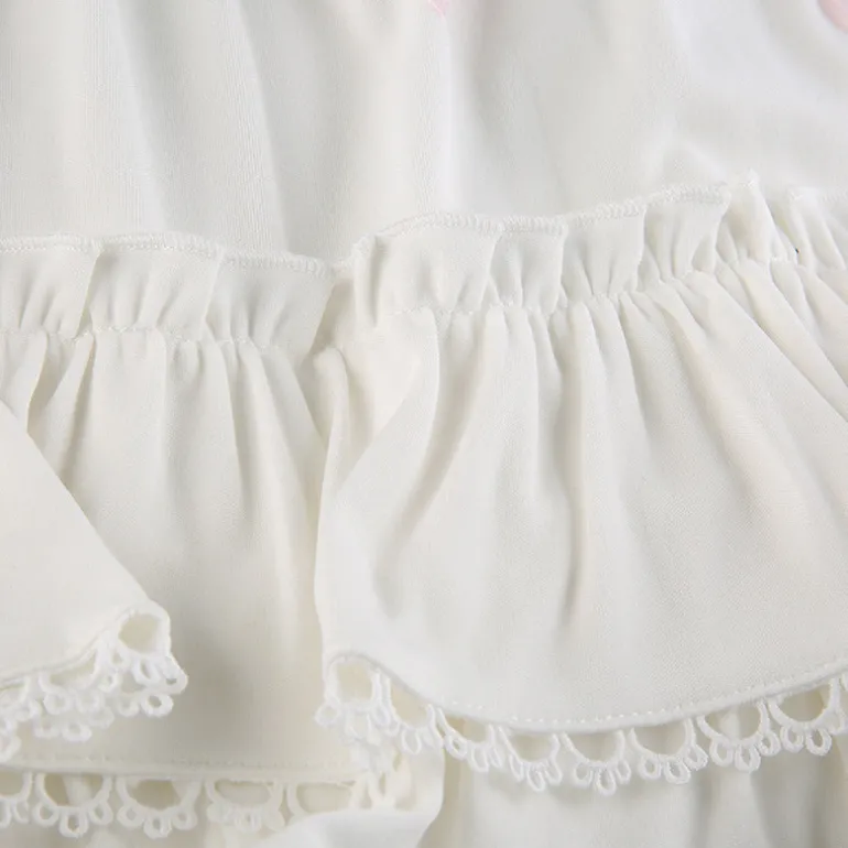 White Lace Ruffled Skirt