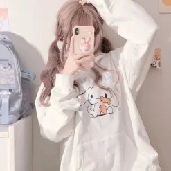 White Oversized Puppy Dog Hoodie