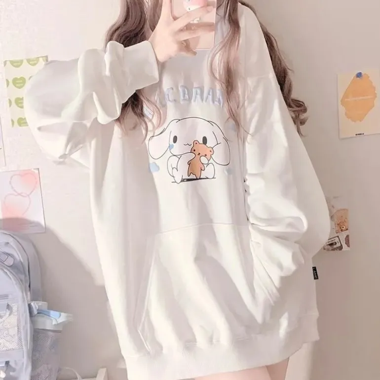 White Oversized Puppy Dog Hoodie