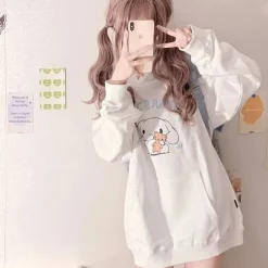White Oversized Puppy Dog Hoodie