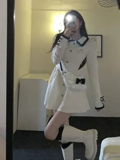 White Sailor Academia Dress