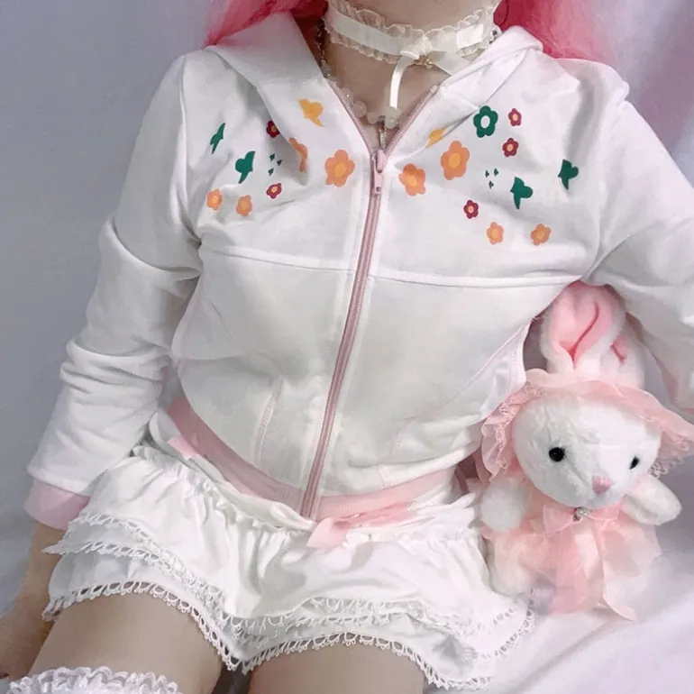 Y2K Floral Zip Up Jacket