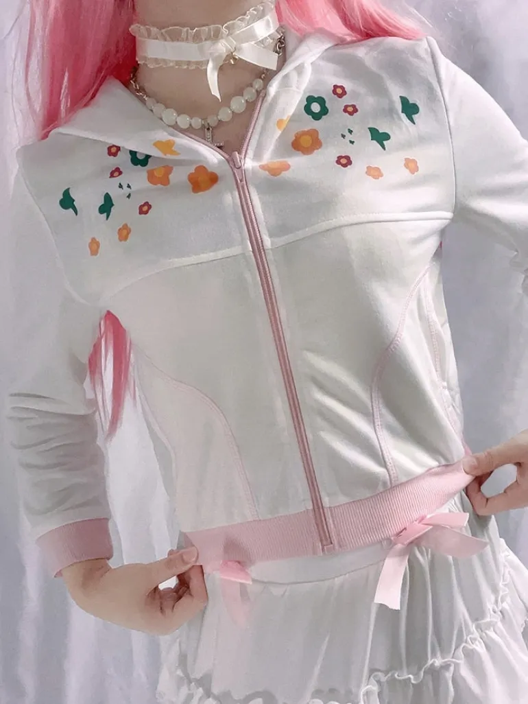 Y2K Floral Zip Up Jacket
