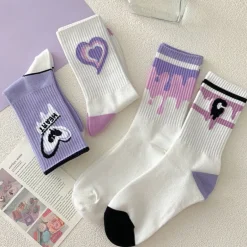 Y2K Purple Heart Socks