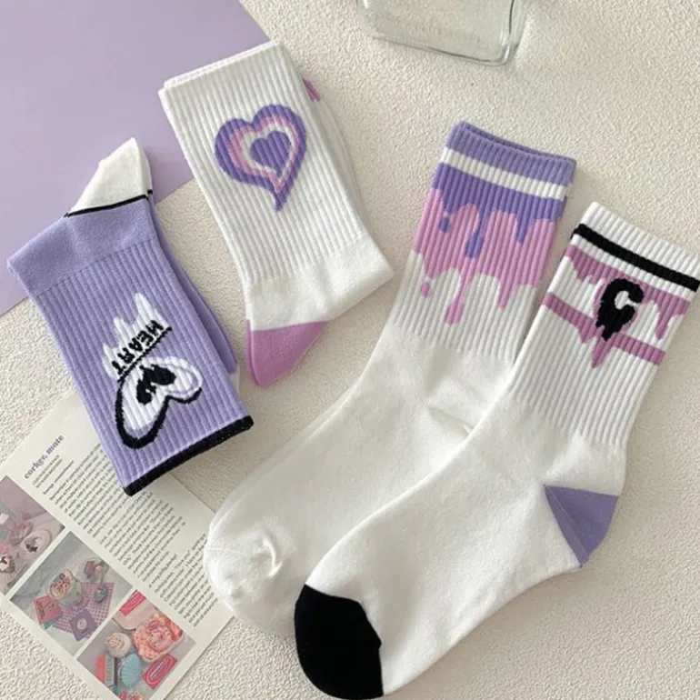 Y2K Purple Heart Socks