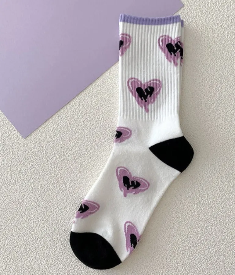 Y2K Purple Heart Socks