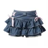 Y2K Ruffled Denim Mini Skirt